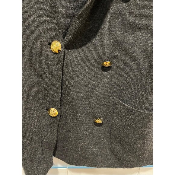 Ralph Lauren Black Merino Wool Double Breasted Crest Crown Logo Button Blazer - - Picture 4 of 5